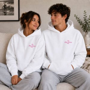 White & Pink Unisex Hoodie